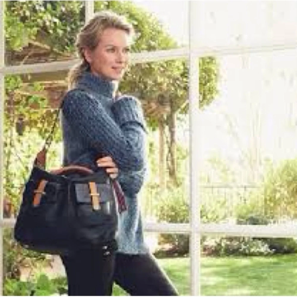 LTD ED 2014 Naomi Watts Tommy Hilfiger Leather Bag Navy Tan Tassel STUNNING